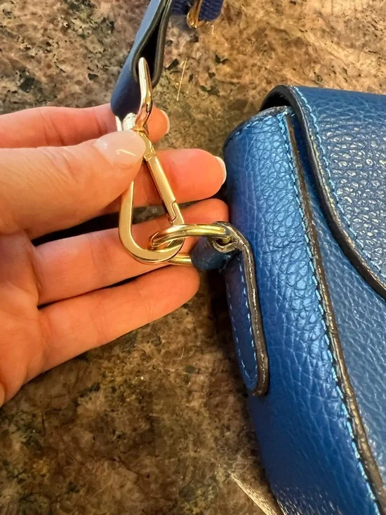 Blue Women's Crossbody Bag - Classic Pebbled Leather Shoulder Bag - Picture 3 of 8